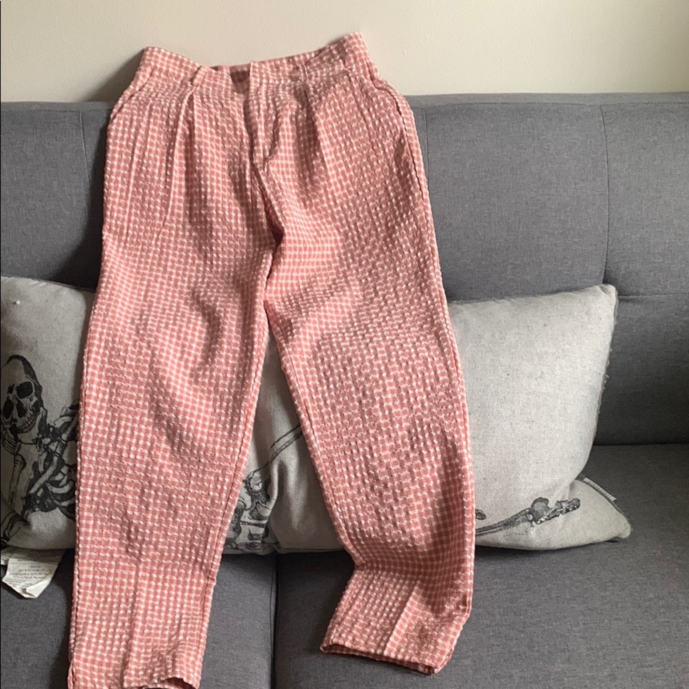 SHEIN Pink and White Checkered Pants